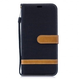 Denim Book Case - Huawei P30 Lite Hoesje - Zwart