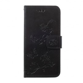 Bloemen & Vlinders Book Case - Samsung Galaxy A40 Hoesje - Zwart