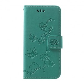 Bloemen Book Case - Samsung Galaxy A40 Hoesje - Cyan