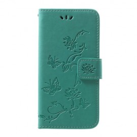 Bloemen & Vlinders Book Case - Samsung Galaxy A40 Hoesje - Cyan