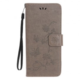 Bloemen & Vlinders Book Case - iPhone 11 Hoesje - Grijs
