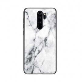Marble Glass Back Cover - Xiaomi Redmi Note 8 Pro Hoesje - Wit